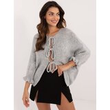 Fashion Hunters Grey women's oversize sweater Cene