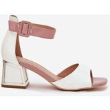 EVENTO Lacquered Women's Sandals On Heel White Zennia | Shoptok.si