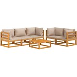  6-dijelna vrtna garnitura sa smeđesivim jastucima masivno drvo | shoptok.hr