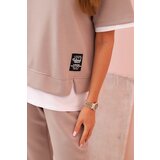 Kesi Włoski Women's butter set with short sleeves and pants dark beige | shoptok.hr