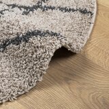  Čupavi tepih PAMPLONA s visokim vlaknima bež-antracit Ø 80 cm | shoptok.hr