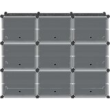 vidaXL Organizator za shranjevanje kock z 9 kockami in vrati Black PP | Shoptok.si