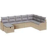 vidaXL Vrtna sedežna garnitura z blazino 8 pcs Bež Poly ratan, (5000144930) | Shoptok.si
