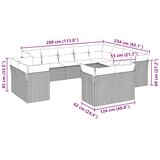  12-dijelni set vrtnih sofa poliratan s jastucima svijetlosivi | shoptok.hr
