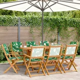  Zložljivi vrtni stoli 8 kosov zeleno blago in trden les