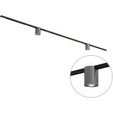 QAZQA Modern railsysteem zwart met 2 spots gunmetal 1-fase - Iconic Rondoo Up | Shoptok.si