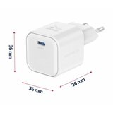 Swissten punjač za AC220, GaN, 20W, 1xUSB-C, 3A, bijeli + Lightning kabel | shoptok.hr