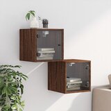  Noćni ormarići staklena vrata 2 kom boja hrasta 35x37x35 cm | shoptok.hr