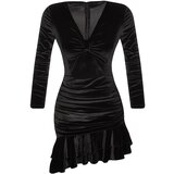 Trendyol black Velvet Dress Cene