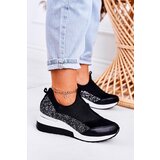 Kesi Women's Wedge Leather Shoes Sneakers Black Silver Frances | Shoptok.si