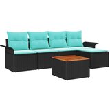  Vrtna sedežna garnitura 6 pcs Črna in turkizna poli ratan, (5000134039) | Shoptok.si