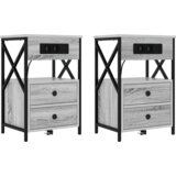 vidaXL Nočna omarica 2 pcs Siva sonoma 40 x 31 x 60 cm Konstruiran les | Shoptok.si