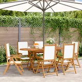 vidaXL Nastavljivi vrtni stoli 6 kosov kremno belo blago in trden les