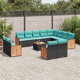  Vrtni set s jastucima, 13 dijelova, crni poliratan | shoptok.hr