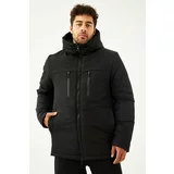 D1fference Men's Black Shearling Inner Waterproof And Windproof With Hooded Winter Sports Jacket & Coat & Parka.