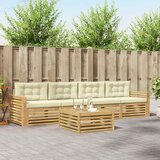  Set vanjskih sofa 5 kom. Bijela i krem Čvrsto drvo akacije | shoptok.hr