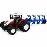 Rc Remote Controlled Agricultural Tractor with Double Furrow Plow Red 1:24 | Shoptok.si