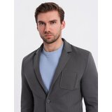 Ombre Men's SLIM knit jacket with subtle texture - graphite | ePonuda.com