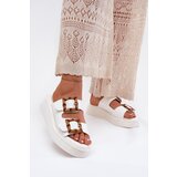 Boto Eco Leather Women's Platform Sandals With Buckles White Xanivia | ePonuda.com