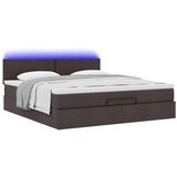 vidaXL Otomanski krevet s madracem i LED tamnosmeđi 160x200cm tkanine | shoptok.hr