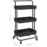 vidaXL 3-nadstropni kuhinjski voziček črn 42x25x83,5 cm železo in ABS | Shoptok.si