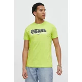 Diesel Bombažna kratka majica moški, zelena barva