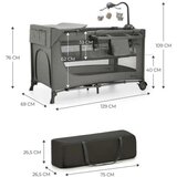 Kinderkraft prenosivi krevetac joy 2 dark gray sa dodatcima | ePonuda.com