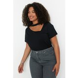 Trendyol Curve Black Cutout Detailed Knitted T-Shirt Cene