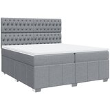 vidaXL Box spring postelja z vzmetnico svetlo siva 200x200 cm blago, (21321148) | Shoptok.si