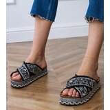 Gemre Black flip-flops with rhinestones on the straps Kelara | Shoptok.si