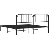 Metalni Kovinski posteljni okvir z vzglavjem črn 193x203 cm | Shoptok.si