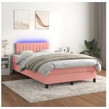 vidaXL Krevet box spring s madracem LED ružičasti 120x200cm baršunasti | shoptok.hr