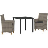 vidaXL Set vrtnih stolica s jastucima siva poli ratan | shoptok.hr