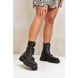 Boto Women's Eco Leather Worker Boots With Pins Black Kristines | Shoptok.si