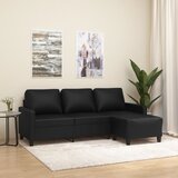 vidaXL Kavč trosed s stolčkom za noge črn 180 cm umetno usnje Cene