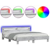 Furnova Posteljni okvir z vzglavjem in LED betonsko siv 200x200 cm, (21934952) | Shoptok.si