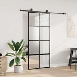  Klizna vrata s priborom crna 90 x 205 cm kaljeno staklo | shoptok.hr