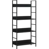 Police za knjige s 4 razine crne 60 x 27,6 x 124,5 cm drvene | Eponuda.com