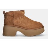 Ugg Čizme za snijeg od brušene kože Classic Ultra Mini New Heights za žene, boja: smeđa, 1158311-CHE | shoptok.hr