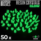 Green Stuff World Green Glow Resin Crystals Medium | Svetleći zeleni smolasti kristali srednji 9–16mm (50 kom) | Eponuda.com