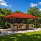 Paviljon s bočnim stranama 6 x 3 m Terakota Poliester i čelik | shoptok.hr