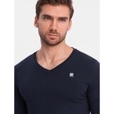 Ombre Set of men's SLIM FIT longsleeves with V neckline and logo 2-pack | Shoptok.si
