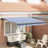 vidaXL Avtomatska retraktibilna tenda modra in bela 300x250 cm Cene
