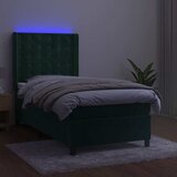  box spring s madracem LED tamnozeleni 100x200 cm baršun | shoptok.hr