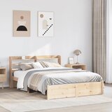 vidaXL Posteljni okvir z vzglavjem 150x200 cm trdna borovina | Shoptok.si