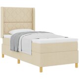  Krevet s opruga kutije s uzglavljem Krema 90 x 190 cm tkanina | shoptok.hr