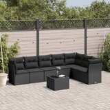 vidaXL 8-dijelni set vrtnih sofa od poliratana s jastucima crni Cijene