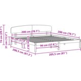  Krevet s uzglavljem Ulaštena smeđa 200x200 cm Čvrsto borovo drvo | shoptok.hr