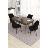 Hanah home trpezarijski set Eva, sto na razvlačenje i 4 stolice, ploča u dekoru drveta Baroque, crna tkanina Babyface | Eponuda.com