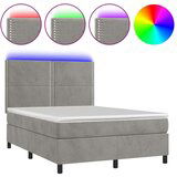  Krevet box spring s madracem LED svjetlosivi 140x200 cm baršun | shoptok.hr